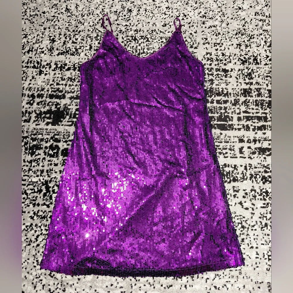 Allegra K Purple Sequin Mini Dress ✨ Size S | Y2K Glam Party Homecoming Prom
